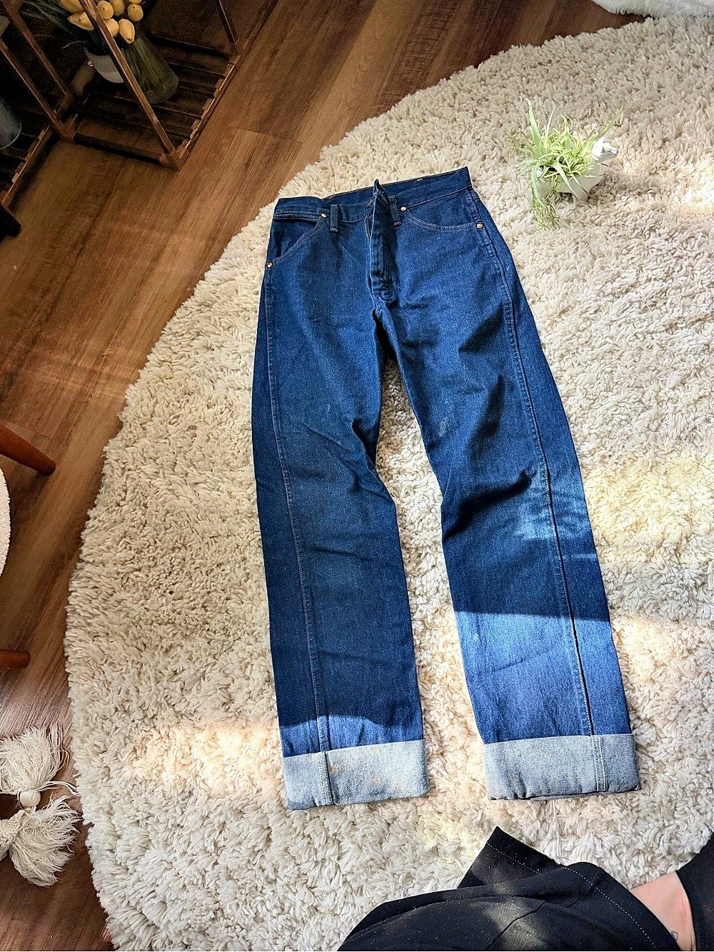 Wrangler super cute thick fashionable pocketed contrast Boot Cut Blue Jeans - Picture 3 of 7